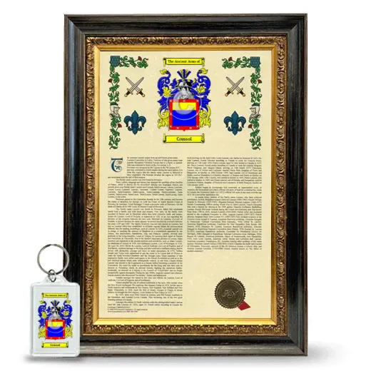Crussol Framed Armorial History and Keychain - Heirloom