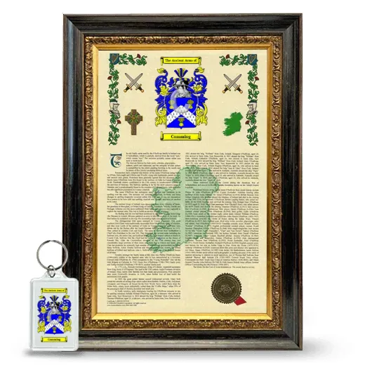 Cumming Framed Armorial History and Keychain - Heirloom
