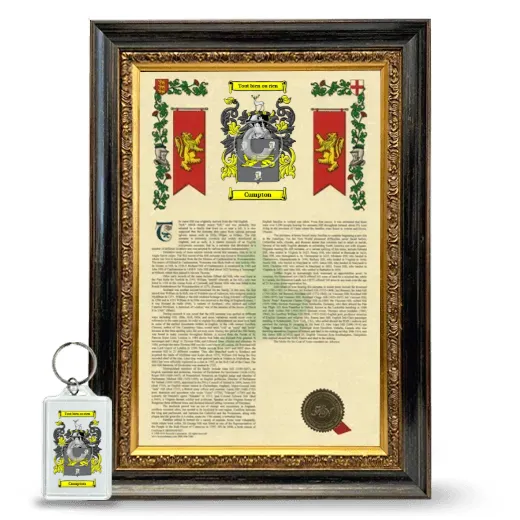 Cumpton Framed Armorial History and Keychain - Heirloom