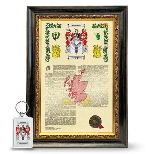 Cunnyngham Framed Armorial History and Keychain - Heirloom