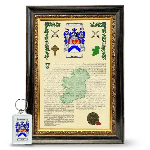 Curtain Framed Armorial History and Keychain - Heirloom