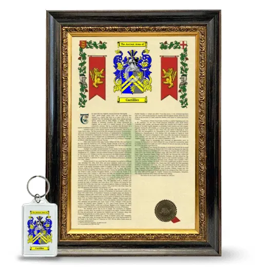 Curtillier Framed Armorial History and Keychain - Heirloom