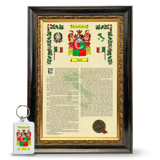 Curtis Framed Armorial History and Keychain - Heirloom