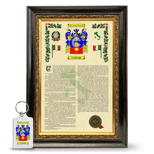 D ambrogio Framed Armorial History and Keychain - Heirloom