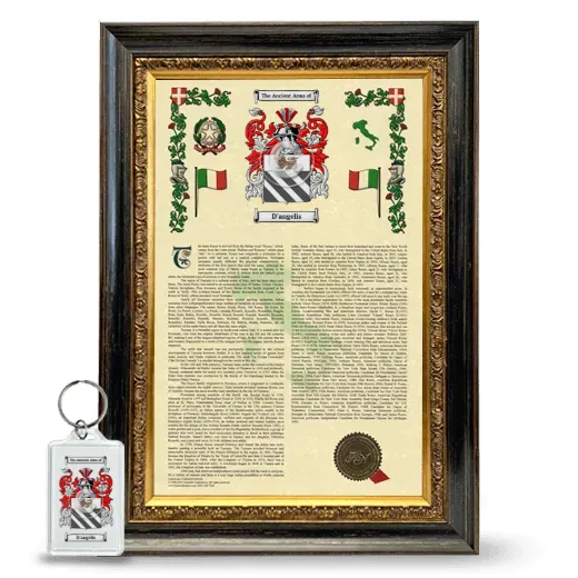 D'angelis Framed Armorial History and Keychain - Heirloom
