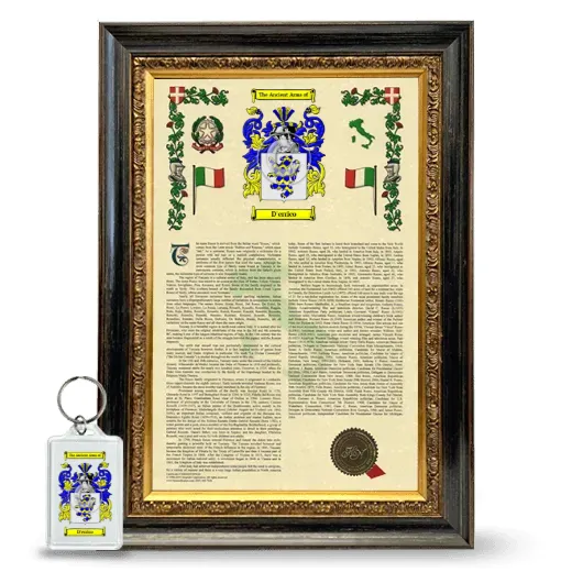 D'errico Framed Armorial History and Keychain - Heirloom
