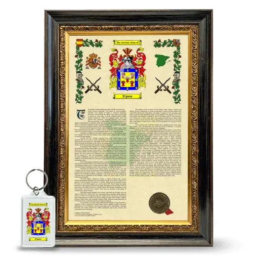 D'gaza Framed Armorial History and Keychain - Heirloom