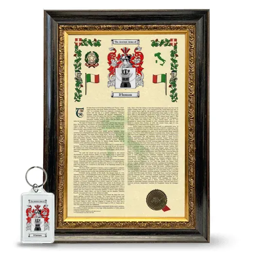 D'homan Framed Armorial History and Keychain - Heirloom
