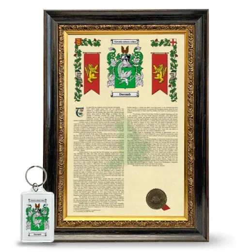 Dacomb Framed Armorial History and Keychain - Heirloom
