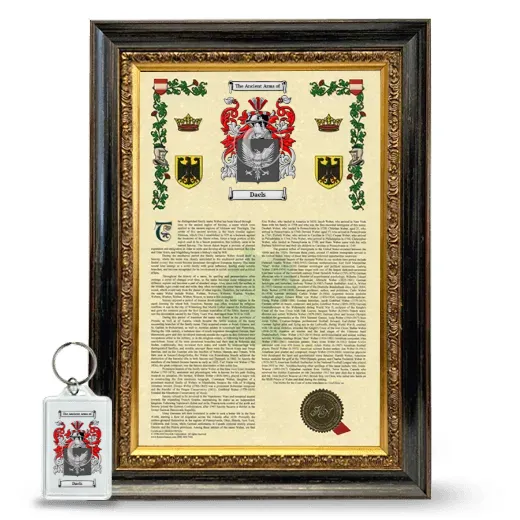 Daels Framed Armorial History and Keychain - Heirloom