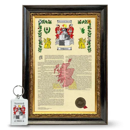 Dallgarnay Framed Armorial History and Keychain - Heirloom