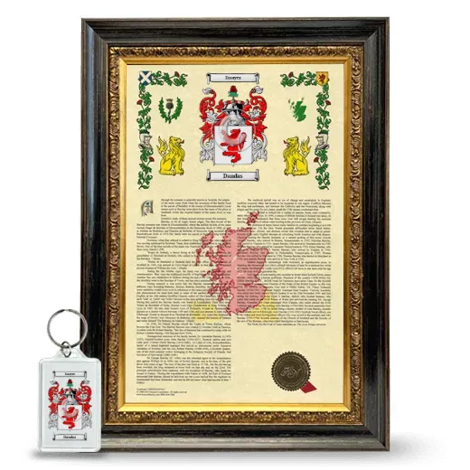 Dandas Framed Armorial History and Keychain - Heirloom