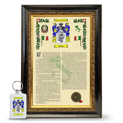 Darrigo Framed Armorial History and Keychain - Heirloom