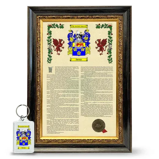 Daveys Framed Armorial History and Keychain - Heirloom