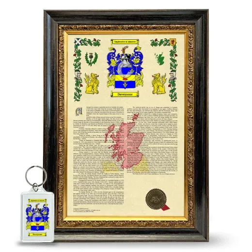 Daveysone Framed Armorial History and Keychain - Heirloom