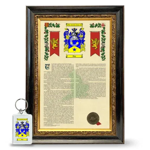 Day Framed Armorial History and Keychain - Heirloom