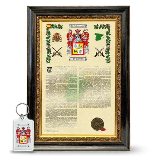 De acevedo Framed Armorial History and Keychain - Heirloom