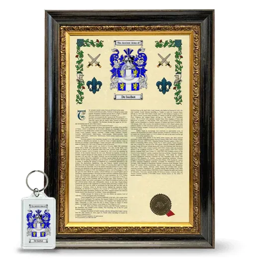 De barbot Framed Armorial History and Keychain - Heirloom