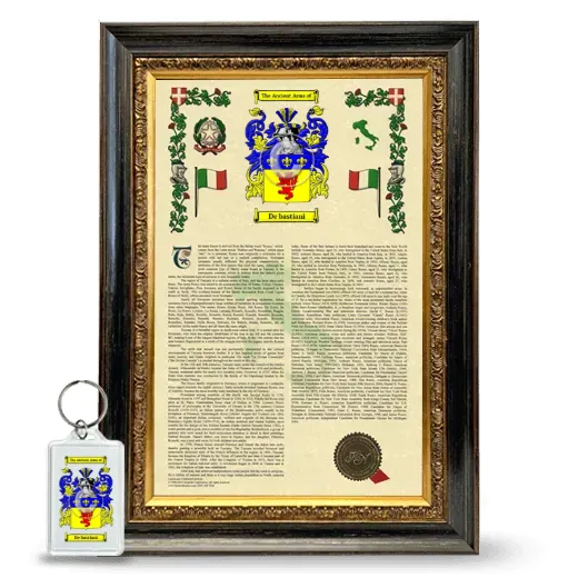 De bastiani Framed Armorial History and Keychain - Heirloom