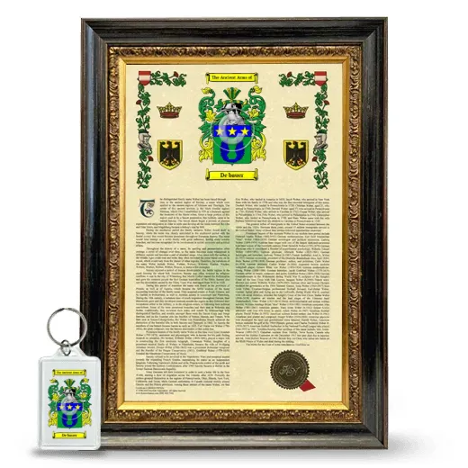 De bauer Framed Armorial History and Keychain - Heirloom