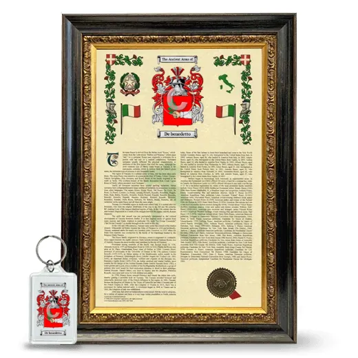 De benedetto Framed Armorial History and Keychain - Heirloom
