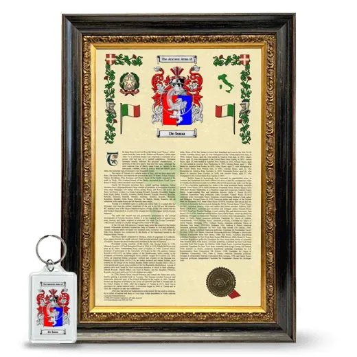 De bona Framed Armorial History and Keychain - Heirloom