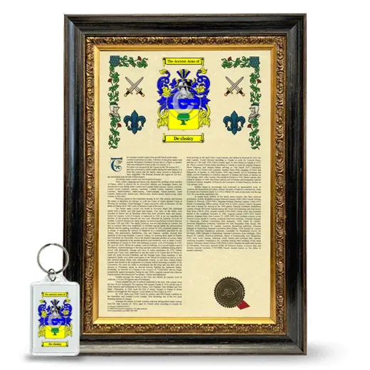 De choisy Framed Armorial History and Keychain - Heirloom