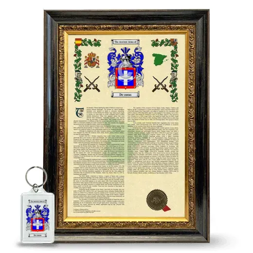 De cocas Framed Armorial History and Keychain - Heirloom