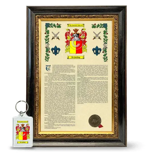 De jouling Framed Armorial History and Keychain - Heirloom