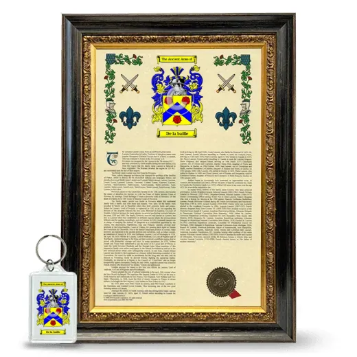 De la baille Framed Armorial History and Keychain - Heirloom