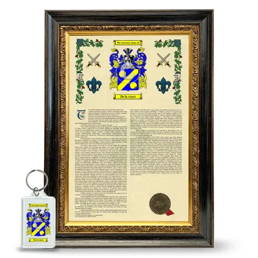 De la court Framed Armorial History and Keychain - Heirloom