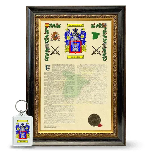 De la reina Framed Armorial History and Keychain - Heirloom