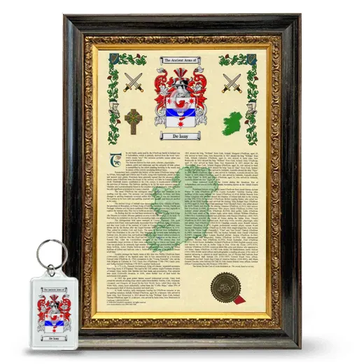 De lany Framed Armorial History and Keychain - Heirloom
