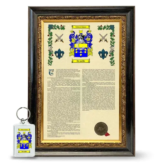 De mello Framed Armorial History and Keychain - Heirloom