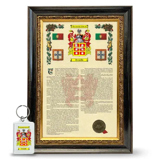 De mello Framed Armorial History and Keychain - Heirloom