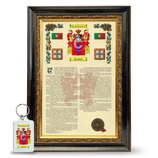 De santos Framed Armorial History and Keychain - Heirloom