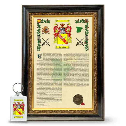 De valera Framed Armorial History and Keychain - Heirloom
