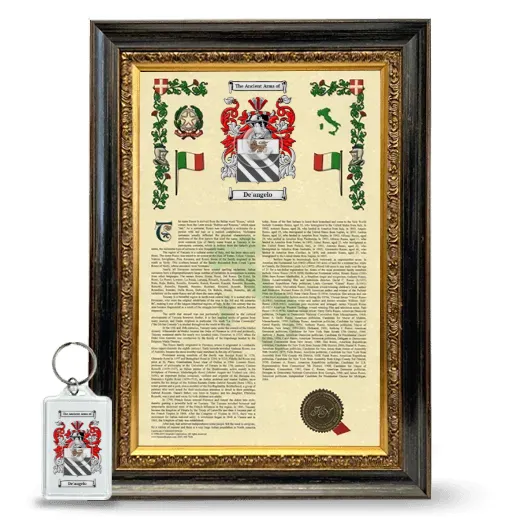 De'angelo Framed Armorial History and Keychain - Heirloom