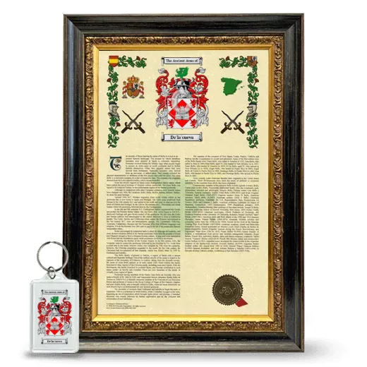De'la'cueva Framed Armorial History and Keychain - Heirloom