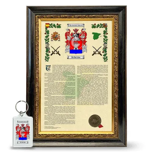 De'los'rios Framed Armorial History and Keychain - Heirloom