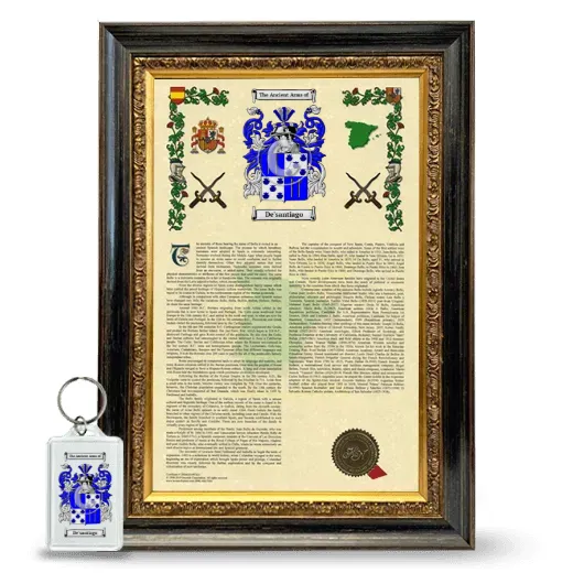 De'santiago Framed Armorial History and Keychain - Heirloom