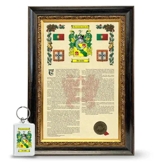 De-anda Framed Armorial History and Keychain - Heirloom