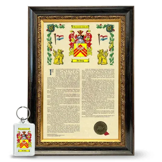 De-berg Framed Armorial History and Keychain - Heirloom