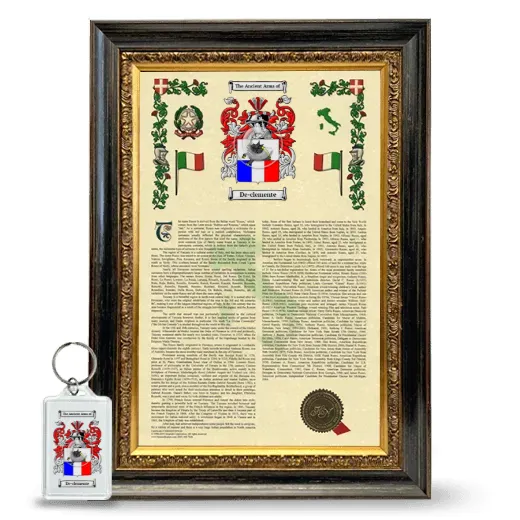De-clemente Framed Armorial History and Keychain - Heirloom