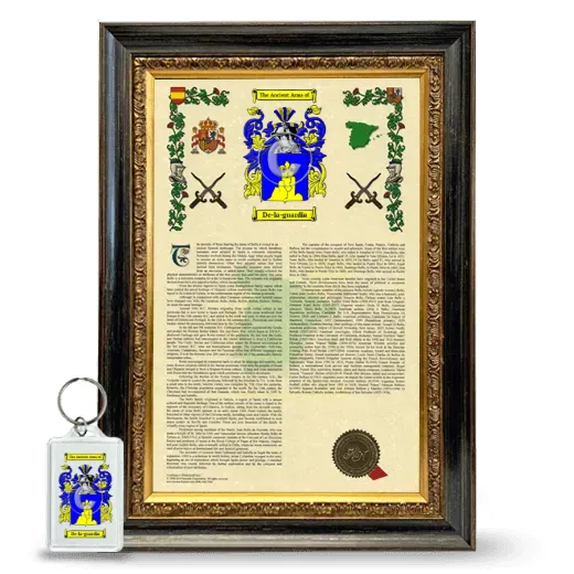 De-la-guardia Framed Armorial History and Keychain - Heirloom