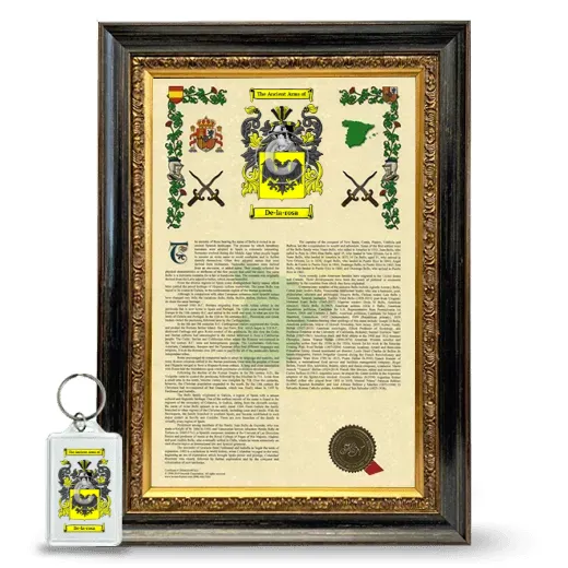 De-la-rosa Framed Armorial History and Keychain - Heirloom