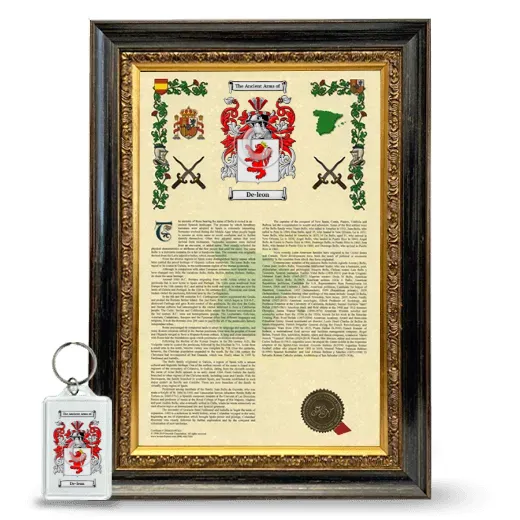 De-leon Framed Armorial History and Keychain - Heirloom