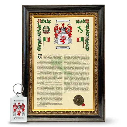 De-simonis Framed Armorial History and Keychain - Heirloom