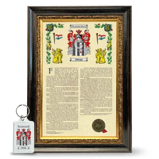 Debergh Framed Armorial History and Keychain - Heirloom