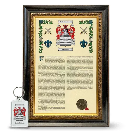 Dechaux Framed Armorial History and Keychain - Heirloom